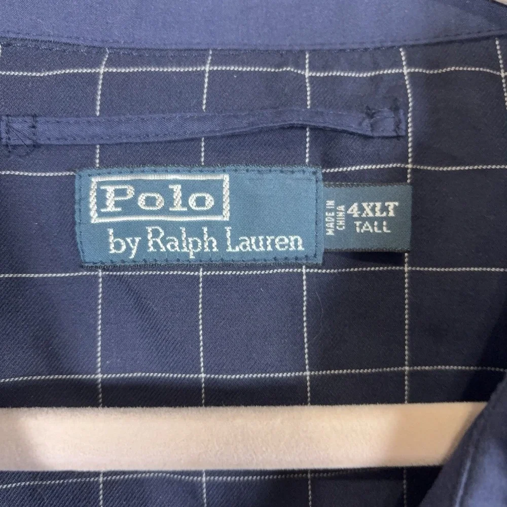 VTG Polo Ralph Lauren Harrington Bomber Jacket Men 4XLT‎ Navy Plaid Lined Logo